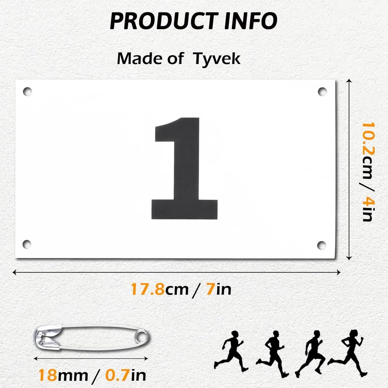 TRIWONDER Tyvek Running Bib Competitor Numbers with Safety Pins, Running Numbers Paper Tags 1-500, Tearproof and Waterproof 4 x 7 Inches for Marathon Races and Events Sports Games (1-400) - Image 2